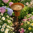 thumbnail image 6 of 2-in-1 Metal Bird Bath & Feeder with Ground Stake, Weatherproof Garden Bird Waterer and Seeds Dispenser for Outdoor Courtyard, 6 of 8