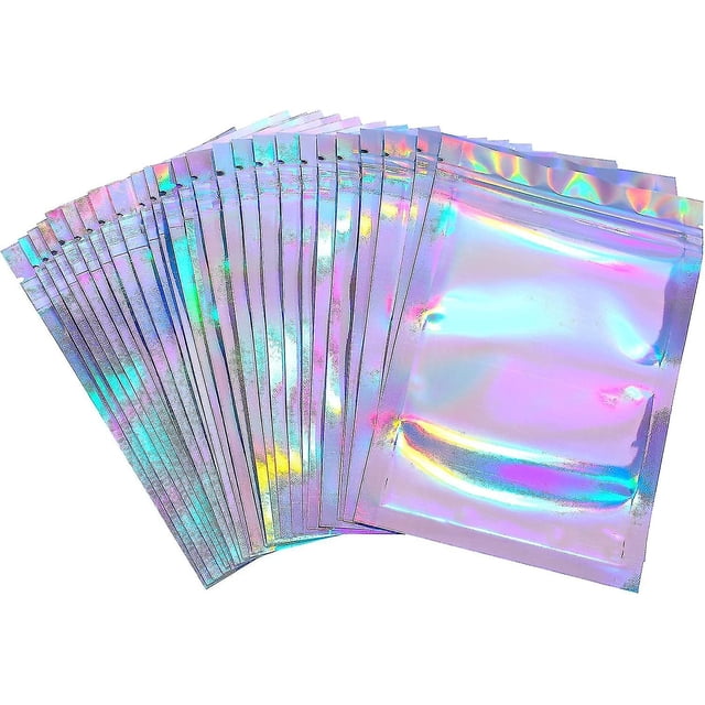 Bolsas de embalaje para almacenar alimentos, 100 unidades, color holográfico (10,5 x 15 cm)