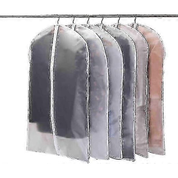 6 Pack Moth Proof Clothes Covers with Zipper for Wardrobe Storage - 60 x 100cm (White Zipper)
