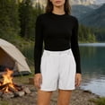 thumbnail image 5 of cocolona Womens Summer Casual Loose Beach Shorts Corduroy Elastic Waist Straight Wide Leg Shorts with Pockets, 5 of 5