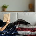 thumbnail image 3 of USA Soft Flannel Fleece Throw Blanket, Americana Illustration of the Country Flag Proud 4th of July, Cozy Plush for Indoor and Outdoor Use, 70" x 90", Charcoal Grey Night Blue, by Ambesonne, 3 of 5