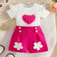 thumbnail image 5 of kpoplk Toddler Baby Girl Summer Clothes 3 6 9 12 18 24 Months Cotton Outfits Short Sleeve Contrast T-Shirts Tops Shorts Sets(Hot Pink,12-18 M), 5 of 6
