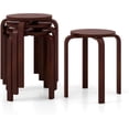 thumbnail image 1 of Songqin Stackable Bentwood Stools Set of 4, 18-Inch Height Backless Counter Chairs with Round Top, Anti-Slip Felt Pad, Portable School Stool for Dining Room, Kitchen, Classroom, Dark Coffee, 1 of 18