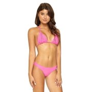 PilyQ PINK Basic Ruched Bikini Swim Bottom, US Large