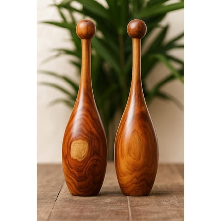 HIH Enterprises - Handicrafts Rosewood - Indian Club Mugdar Strength Training Equipment 2 LBS PAIR MADE IN INDIA