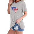 thumbnail image 3 of WREESH Women's Patriotic Crew Neck Tee Short Sleeve Summer Blouse for Independence Day Gray, 3 of 5