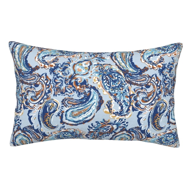 Fotbe Paisley Floral Branches Funda de Almohada Decorativa Estilo Occidental, Lujo en Algodón, Fundas para Almohadas King, Cojín Estampado para Decoración del Hogar-16"x24"