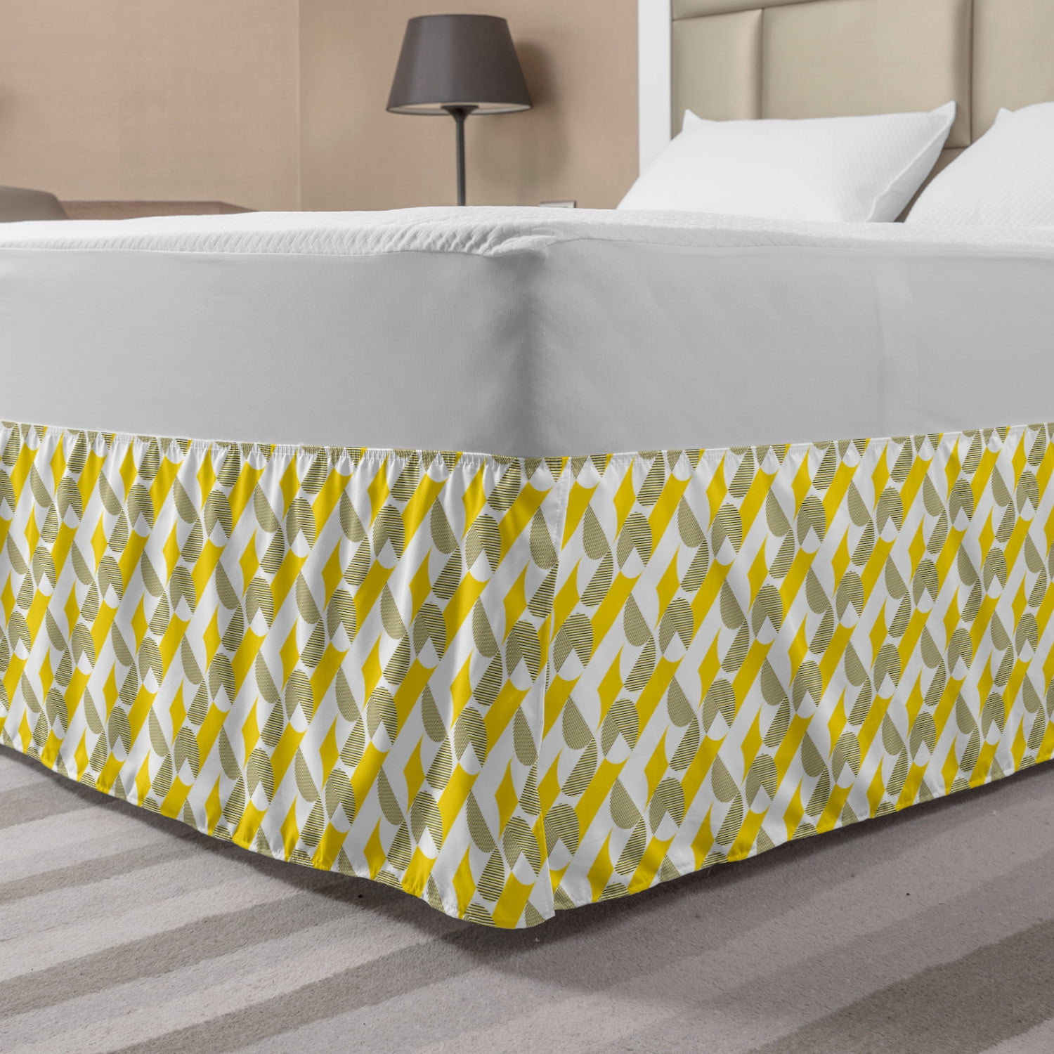 Abstract Bed Skirt, Striped Unfinished Circles and Diagonal Streaks