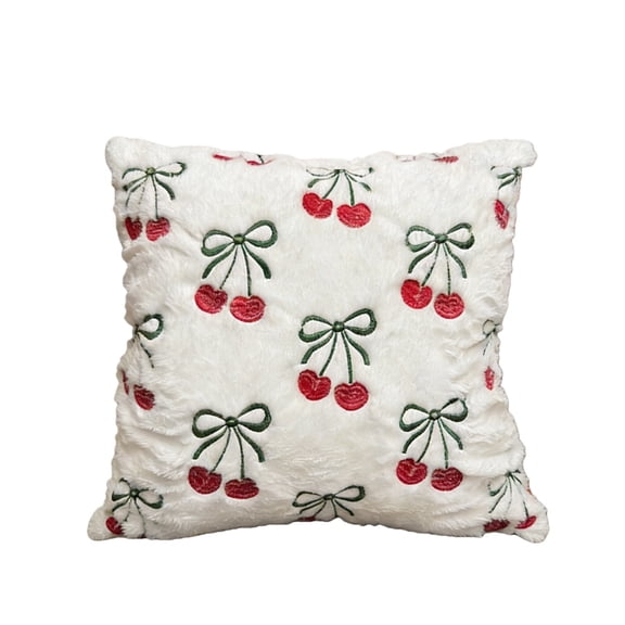 Minimalist Embroidered Cherry Throw Pillow Cover,Spring Summer Boho Decorative Pillow Cover with Zipper,Decorative Cushion Case Polyester Sofa Bed Living Room Home Decor Craftsmanship