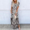 thumbnail image 2 of Robes Maxi d'Été pour Femmes Manches Courtes Col Rond Décontracté Coupe Ample Longue Robe de Plage T-Shirts Robe avec Poches, 2 of 5