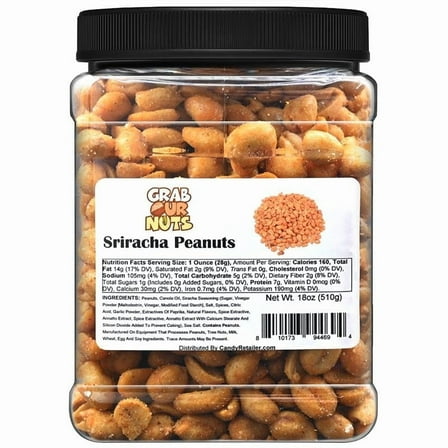 Grab Our Nuts Sriracha Flavored Roasted Peanuts - High Protein Snack - 18 Ounces
