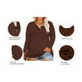 thumbnail image 2 of TIYOMI Plus Size Long Sleeve Henley Tops For Women 3X Solid Color Shirts Button Causal Blouses Round Neck Brown Tee Early Spring Fall Winter Pullover 3XL 20W 22W, 2 of 4