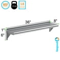 thumbnail image 3 of AmGood 8 in. x 36 in. Stainless Steel Wall Shelf | NSF Certified | Appliance & Equipment Metal Shelving | Kitchen, Restaurant, Garage, Laundry, Utility Room, 3 of 8