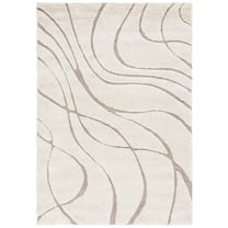 SAFAVIEH Florida Kalina Damask Shag Area Rug, Cream/Beige, 8'6" x 12'