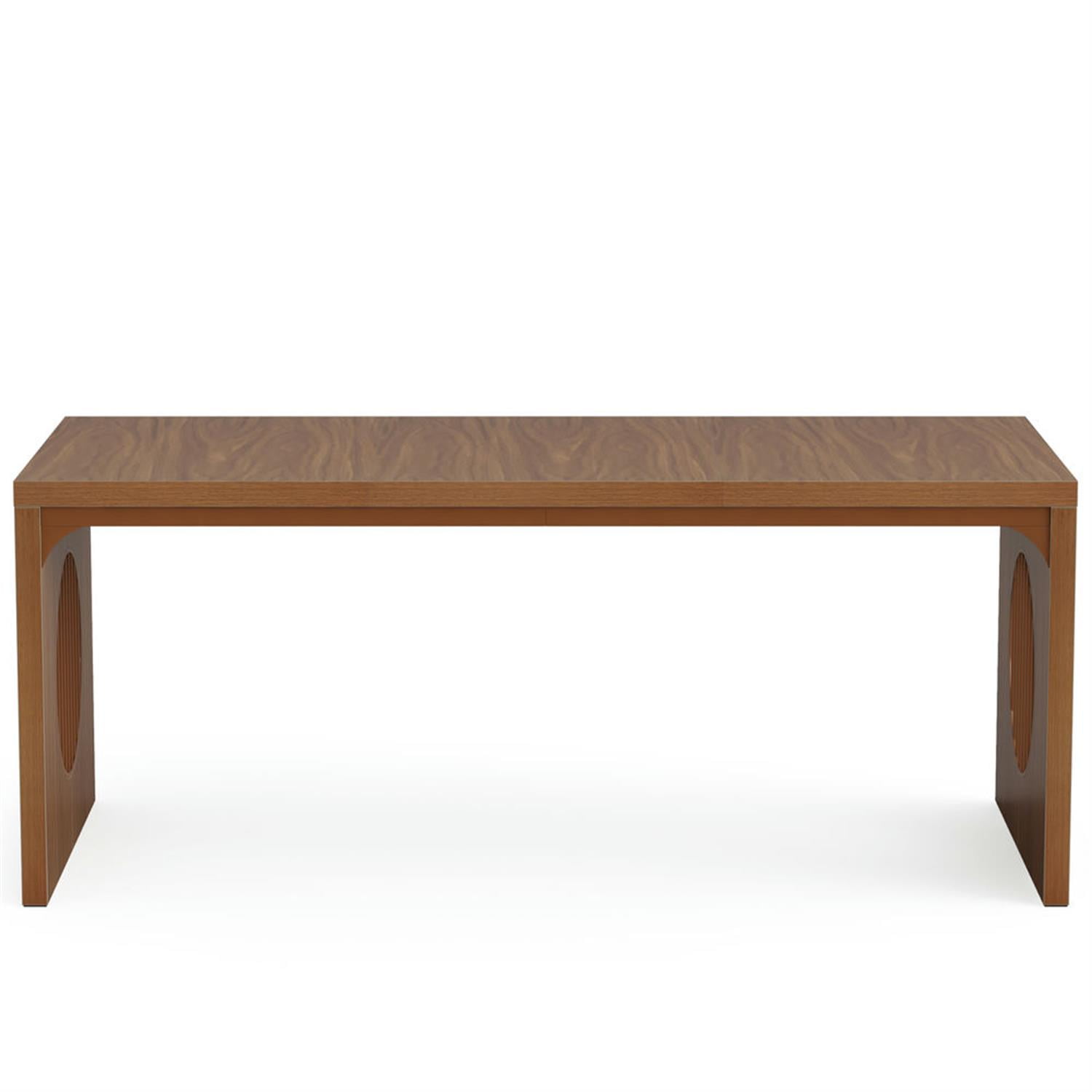 Demi Bonn 63" Wood Executive Computer Desk, Modern Duty Study Writing Gaming Table for Home Office, Rectangle Conference Table, Brown