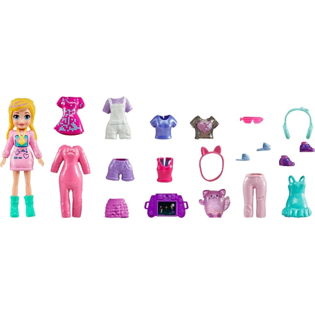 Polly Pocket Medium Fashion Pack, Travel Toy with Dolls and Clothing Accessories
