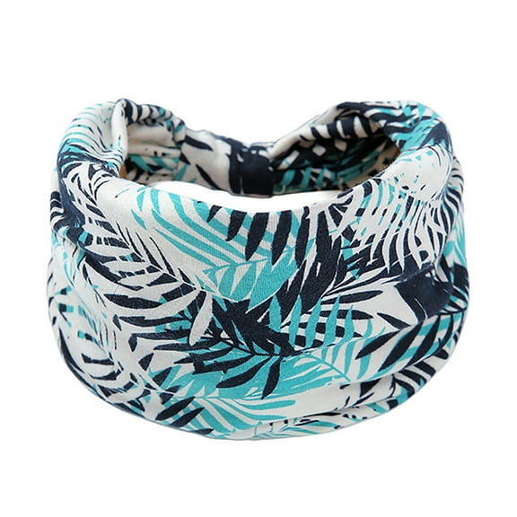 Baberdicy Head Wraps for Women's Hair European and American Printed Floral Headband Double Layer Wide Edge Headband Hair Adornment Sports Headband Headwraps Light Blue