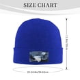 thumbnail image 3 of LNWH Knitted Acrylic Hat, Fantasy Mountain Knight Pattern Winter Beanie Hat for Cold Weather, Blue, 3 of 4