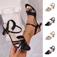 thumbnail image 1 of Sandales pour Femmes à Bout Ouvert, Sandales à Talon Kitten, Grande Taille, Décontractées, Mode, Tige Pailletée, Brides à Boucle Ajustables, Chaussures à Talon Fin pour Fête, Mariage, Marche Quotidienne, 1 of 10