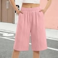 thumbnail image 5 of Edvintorg Bermuda Shorts for Women Knee Length Elastic Waisted Breathable Lightweight Loose Fit Casual Short Women Summer Clothes Pink XXL, 5 of 6