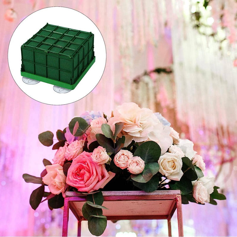 16 Pieces Cage Floral Foam for Flowers Square Floral Foam Cage Flower Holder with Floral Foam for Flowers Cage
