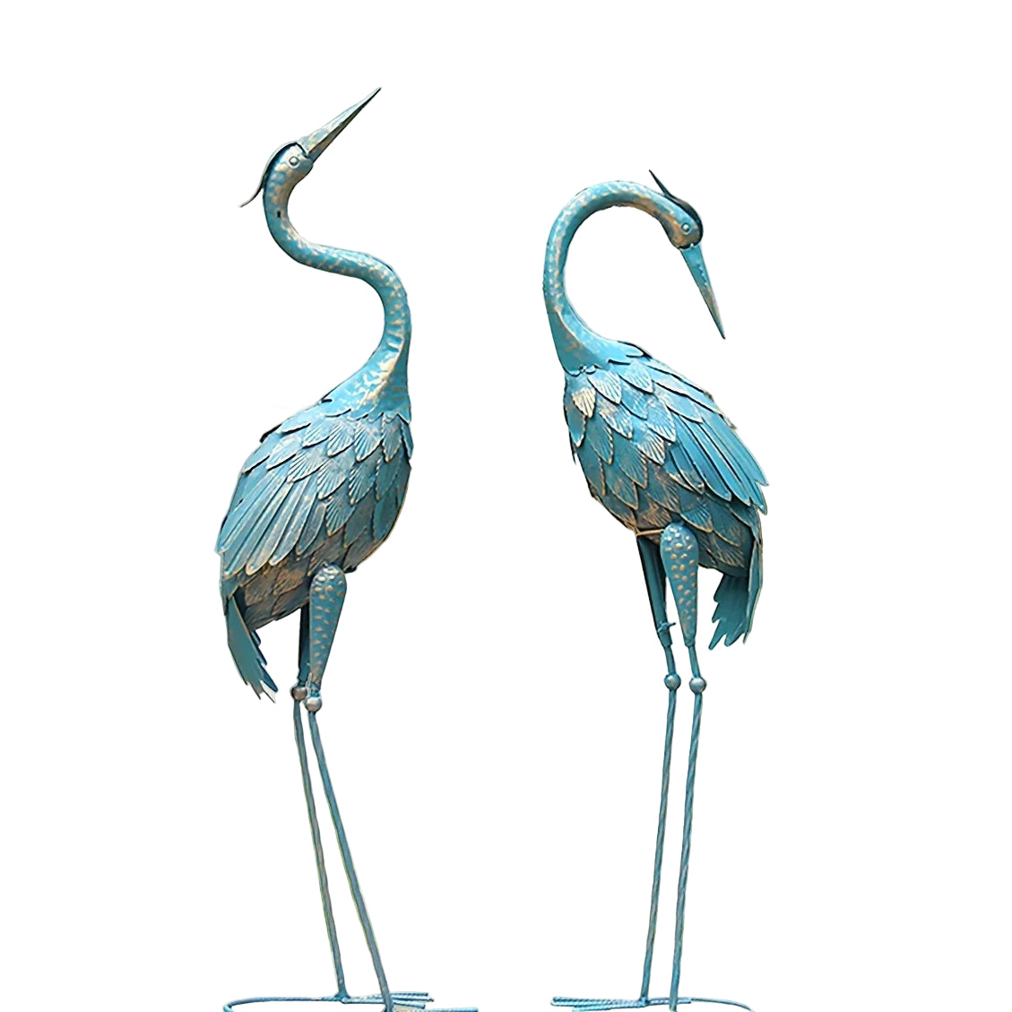 House of Avana Blue Metal Crane Garden Statues Elegant Outdoor Decor