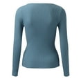 thumbnail image 4 of UJNDER Casual Long Sleeve Sweater for Women Round Neck Basic Tops with Shawl for Fashion Fall Outfits Blue S, 4 of 6