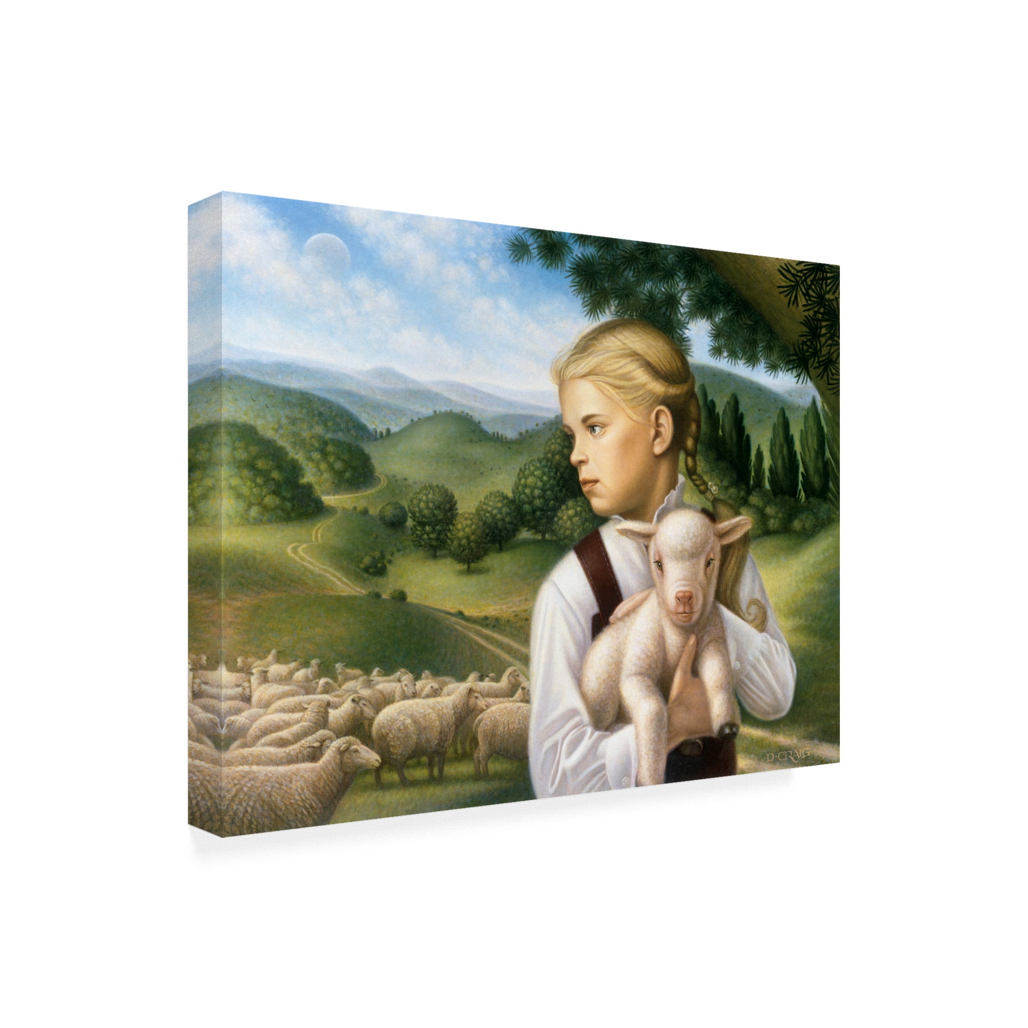 Trademark Fine Art 'Girl With Lamb' Canvas Art by Dan Craig