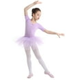 thumbnail image 3 of Sinleey Kids Girls Short Sleeves Ballet Dance Tutu Leotard Dress Ballerina Gymnastic Performance Costume Purple 3-4, 3 of 7