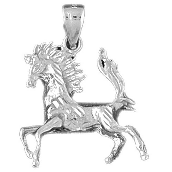 18k White Gold Horse Pendant 25 Mm