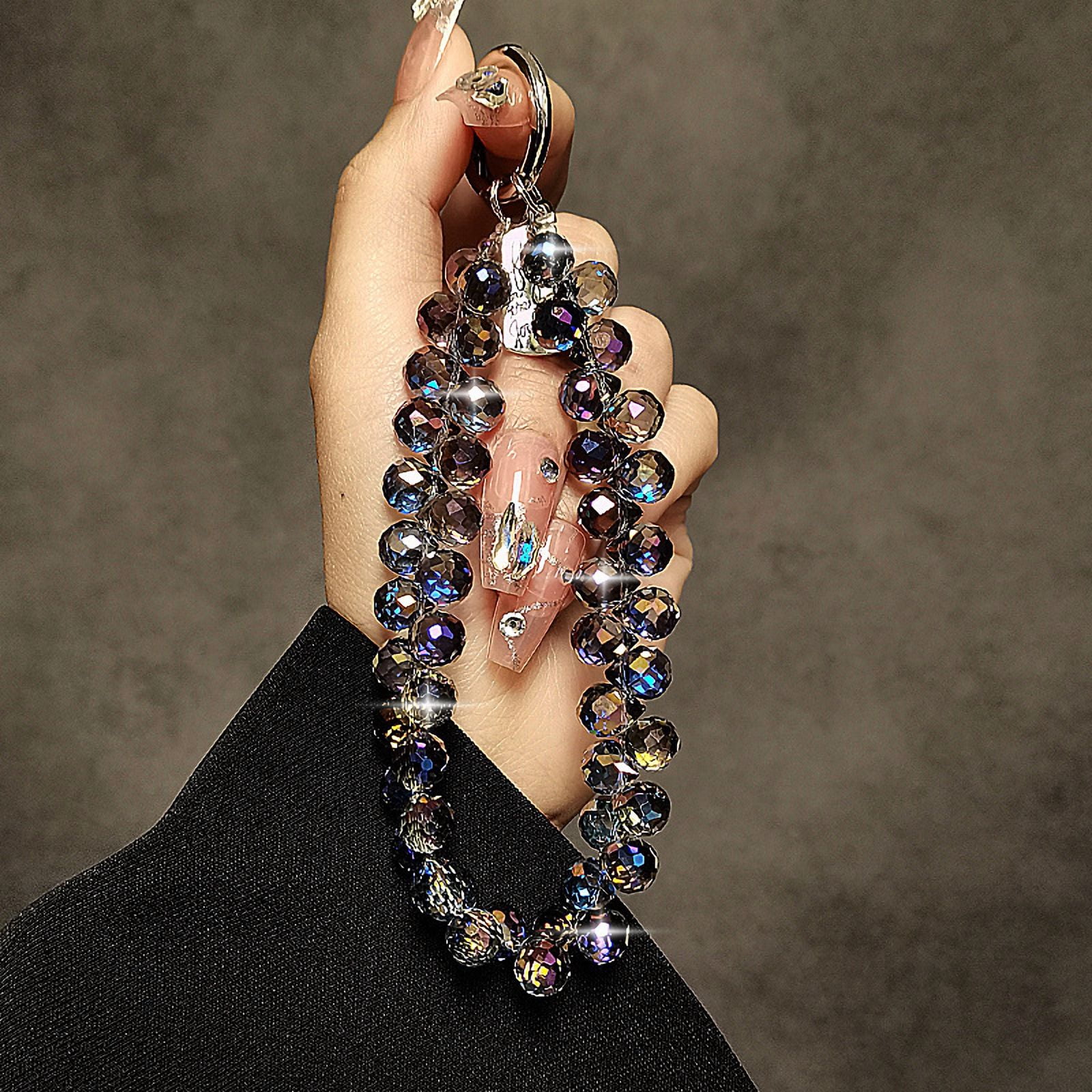 Luxurious Crystal Teardrop Phone Lanyard - Short Handmade Beaded Wrist Strap with Anti-Loss Design