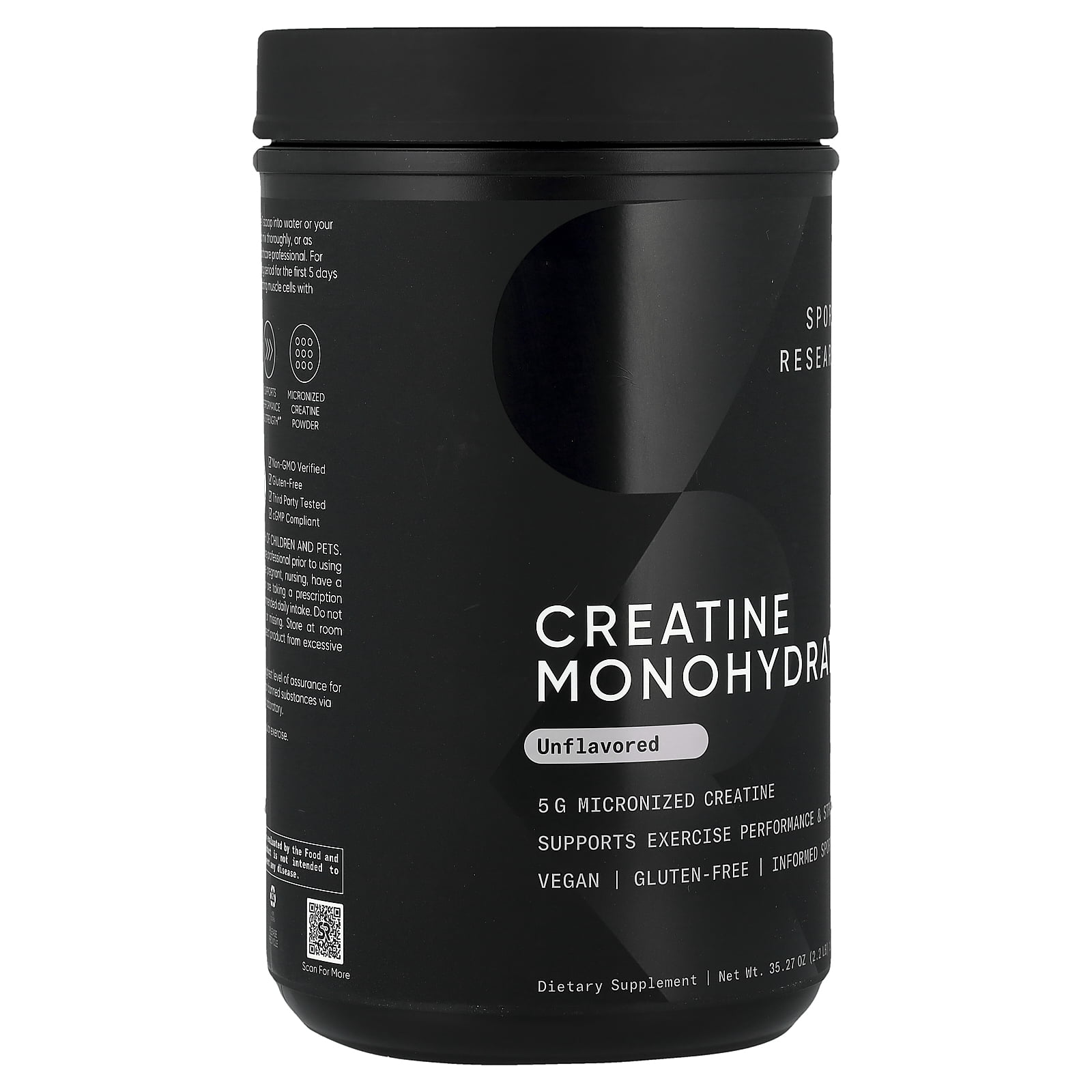 Sports Research Creatine Monohydrate, Unflavored, 2.2 lb (1 kg)