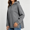 thumbnail image 5 of Yeaiivve Womens Side Slit Hoodie Quarter Zip Raglan Long Sleeve Pullovers Comfy Lightweight Fall Hoodies Daily Casual Hooded Tops XXL, 5 of 8