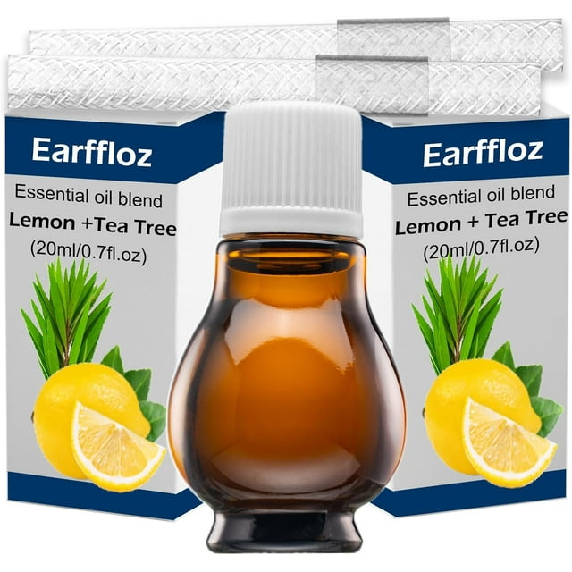 Ensemble de 2 Huiles Essentielles Éliminant les Odeurs (Citron + Arbre à Thé, 0.7 fl.oz), Recharges pour Diffuseur d'Huile Murale Eiffloz & Désodorisant Naturel (2x20ml Huile Essentielle, 2 Mèches)