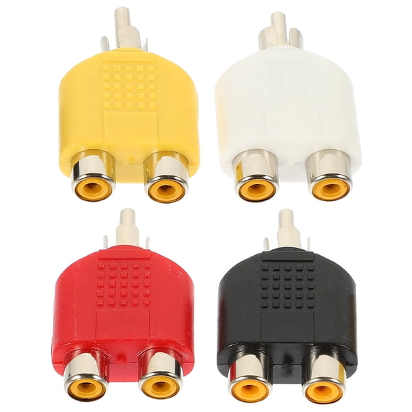 4 divisores RCA macho a doble RCA hembra, adaptador Y, adaptador doble RCA hembra.