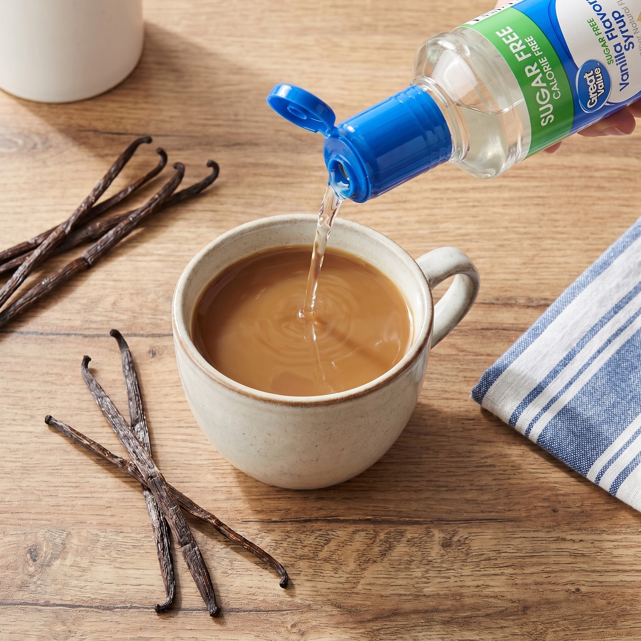 Great Value Sugar Free Vanilla Flavored Syrup, 12.7 fl oz