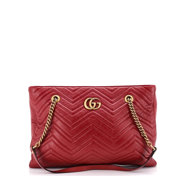 Pre-Owned GG Marmont Zip Tote Matelasse Leather Medium By Rebag