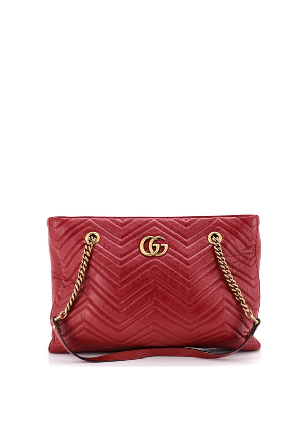 Pre-Owned GG Marmont Zip Tote Matelasse Leather Medium By Rebag