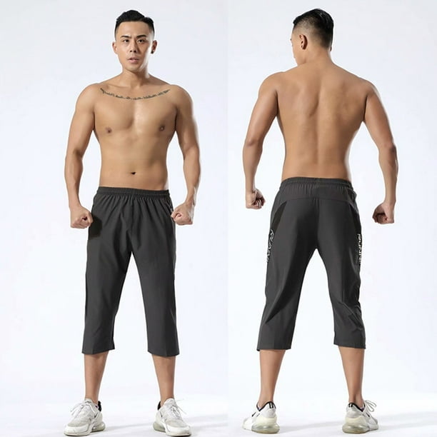 Men's Sports Pants 3/4 Running Shorts Gym Wear Fitness Workout