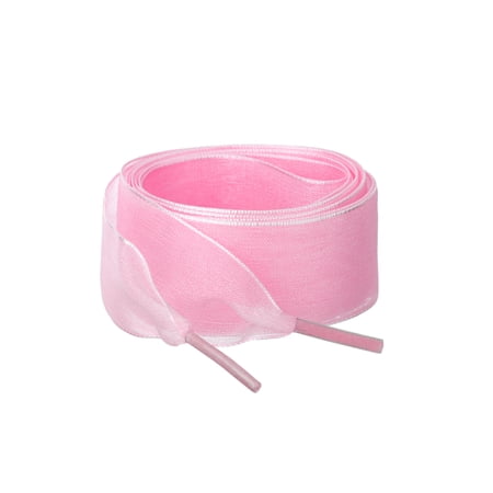 INSPIRE CHIC 2 Pairs Flat Snow Yarn Shoelaces 2.5cm/4cm Wide Transparent Shoe Laces for Sneakers Light Pink 180cm/71