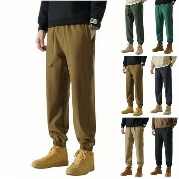 safuny Men's Baggy Hip Hop Jeans Wide Leg Cargo Jeans for Men Loose Streetwear Pants Green L