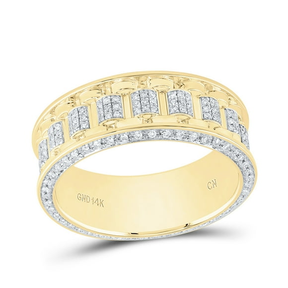 14kt Yellow Gold 3/4 Ctw Natural Diamod Chain style Men's Band Ring