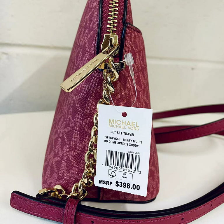 Michael Kors Jet Set Medium Crossbody Leather Handbag (Berry