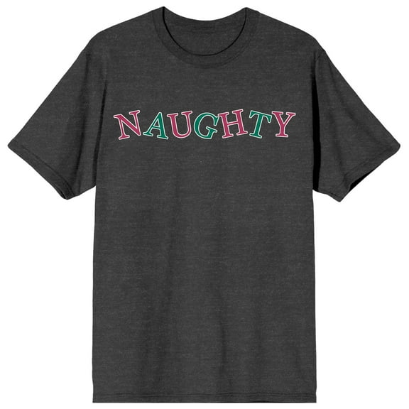 Team Naughty Tilted Naughty Crew Neck Short Sleeve Charcoal Heather Adult T-shirt