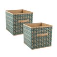 thumbnail image 1 of Cube de Rangement Carré en Polyester Ikat Non Tissé 11 x 11 x 11 Po, Turquoise - Ensemble de 2, 1 of 1