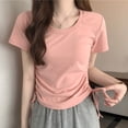 thumbnail image 6 of Bovxnpu Summer Short Sleeve T Shirts Pullover Top Undershirt Crew Neck Summer Pullover Soft Cool Summer Tops (Women's or Women's Plus), 6 of 7