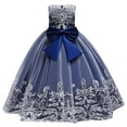 thumbnail image 3 of IDOPIP Flower Girl Lace Tulle Dress for Kids Wedding Bridesmaid Birthday Party Formal Princess Gown 9-10 Years,Royal Blue, 3 of 8