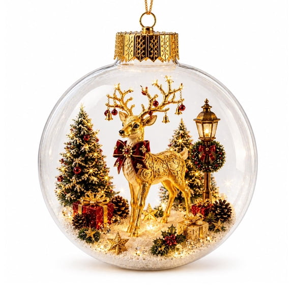 Glowing Christmas Story Ornament, Light-Up Mini Holiday Scene with Warm LED Light, Festive Keepsake Gift for Home Christmas Party Decoration