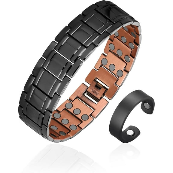 Copper Bracelet for Men, 3X Strength 99.99% Pure Copper Bracelet Magnetic Jewelry with Powerful Magnets, Adjustable with Sizing Tool and Gift Box(Copper)