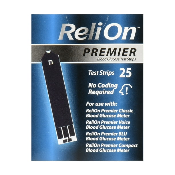 ReliOn Premier Blood Glucose Test Strips, 25 Ct